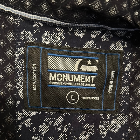 Blue and White Casual Button Down Shirt with Micro-Check Pattern - Picture 2 of 4